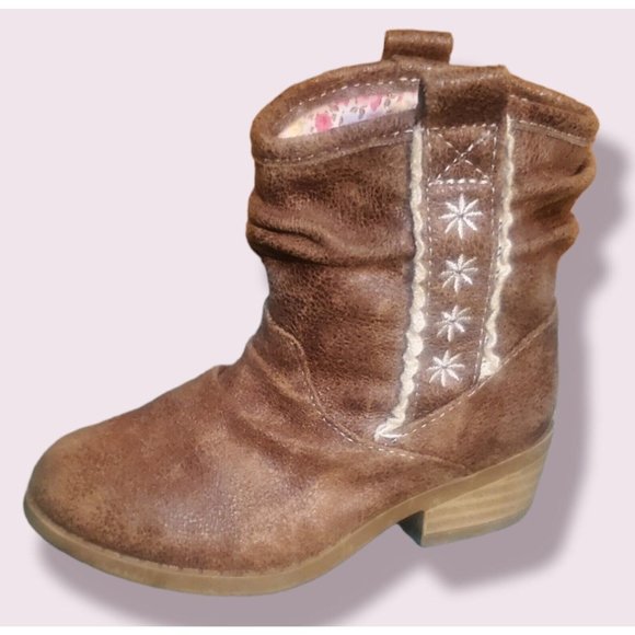 jumping beans Other - GIRLs Size 6 Med JUMPING BEANS Tan FAUX Leather COWGIRL Boots EUC
